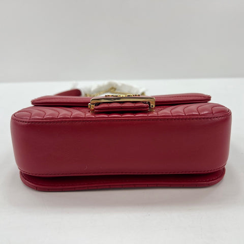 PRADA Diagram quilting Shoulder Bag Red WS35046