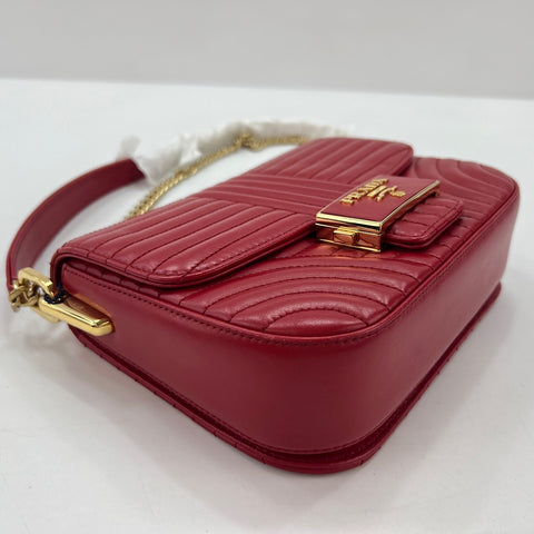 PRADA Diagram quilting Shoulder Bag Red WS35046