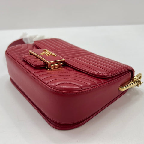 PRADA Diagram quilting Shoulder Bag Red WS35046