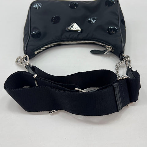 PRADA 2005 Re-Nylon Sequin 2WAY Shoulder Bag black WS35057