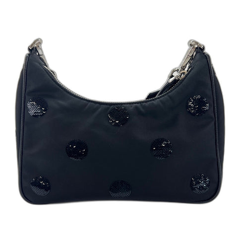 PRADA 2005 Re-Nylon Sequin 2WAY Shoulder Bag black WS35057