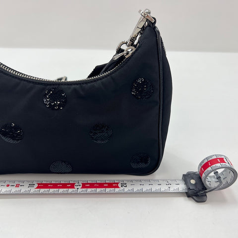 PRADA 2005 Re-Nylon Sequin 2WAY Shoulder Bag black WS35057