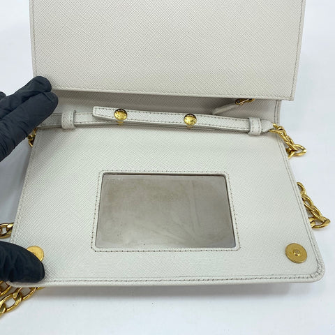 PRADA Saffiano Leather Chain Wallet (2-Way) Shoulder Bag gray WS35059