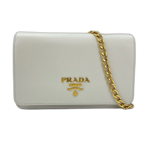 PRADA Saffiano Leather Chain Wallet (2-Way) Shoulder Bag gray WS35059