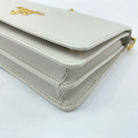 PRADA Saffiano Leather Chain Wallet (2-Way) Shoulder Bag gray WS35059