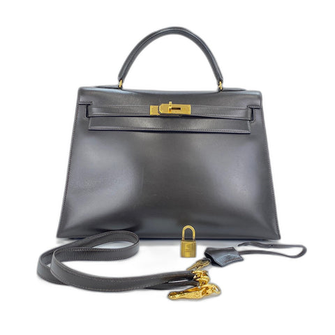 HERMES Kelly 32 Handbag Brown WS35100