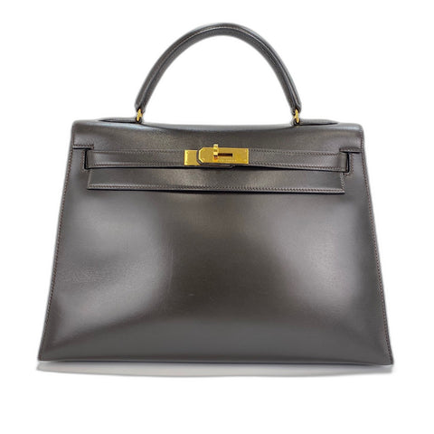 HERMES Kelly 32 Handbag Brown WS35100