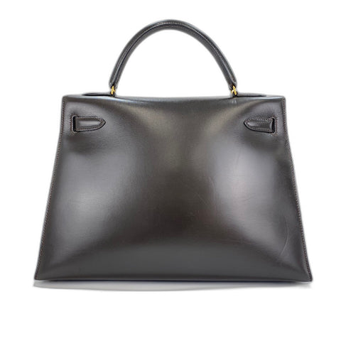 HERMES Kelly 32 Handbag Brown WS35100