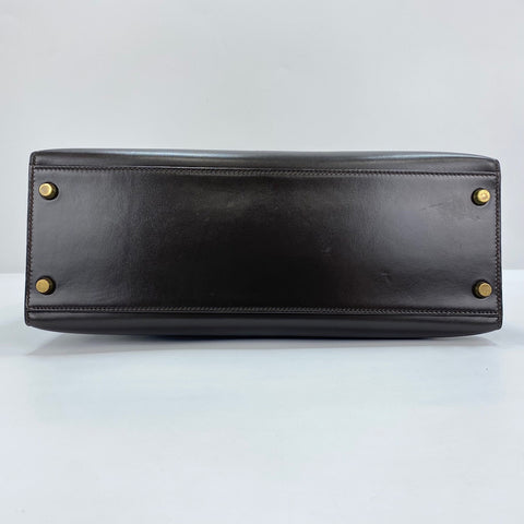 HERMES Kelly 32 Handbag Brown WS35100