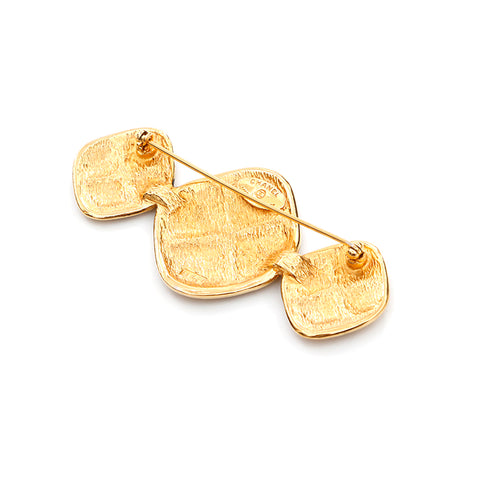 CHANEL Matelasse motif rhombus Brooch gold WS3554