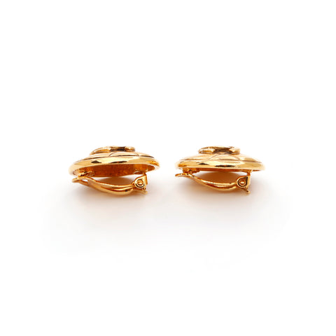 Chanel Coco Mark Round Matelasse Motif Moucles d'oreilles Gold WS3566