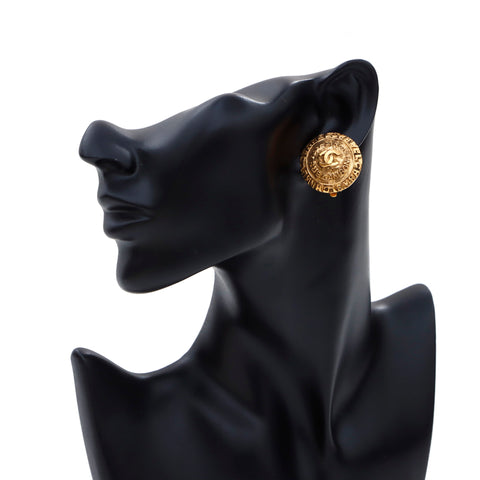 Chanel Coco Mark Rue Cambon Round Boucles d'oreilles Gold WS3580