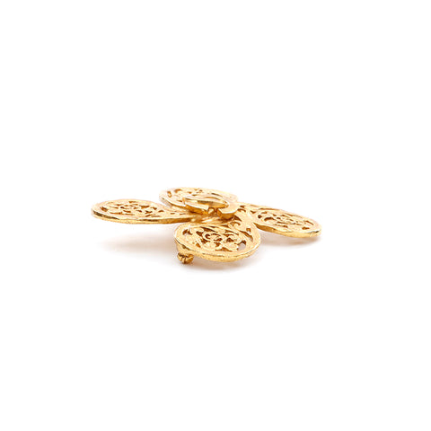 CHANEL COCO Mark Clover 95A Brooch gold WS3598