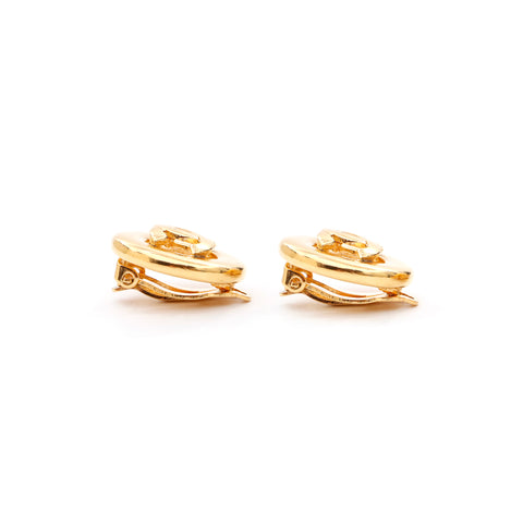 Chanel Coco Mark Simple 2000s Gold Earrings WS3603