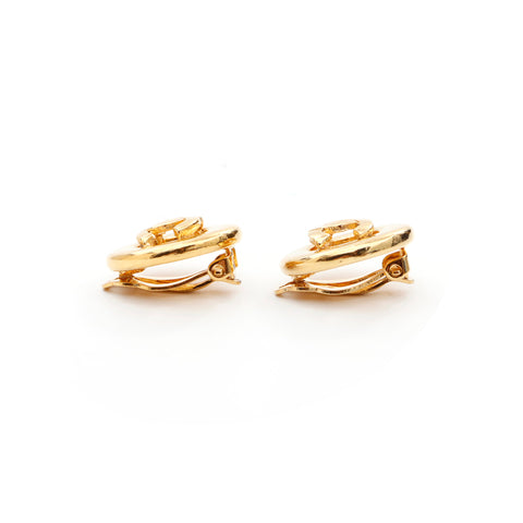 Chanel Coco Mark Simple 2000s Gold Earrings WS3603