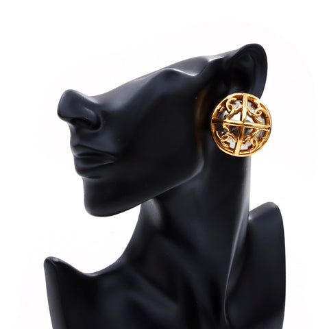 Chanel Round Coco Mark 1995 95p Boucles d'oreilles en or WS3621