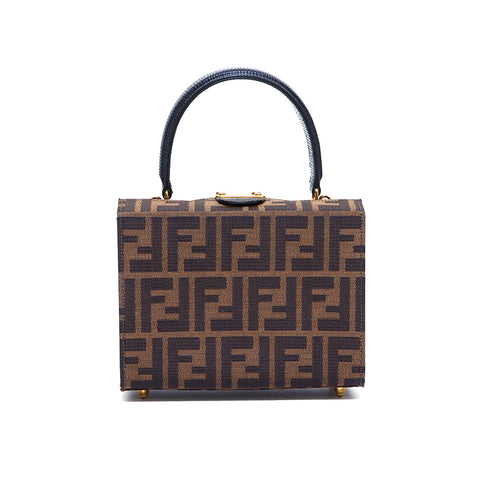 Sac d'épaule de vanité Fendi Zucca Brown WS3724