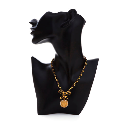 Chanel Chanel Medaillon Strass Halskette Gold WS3778