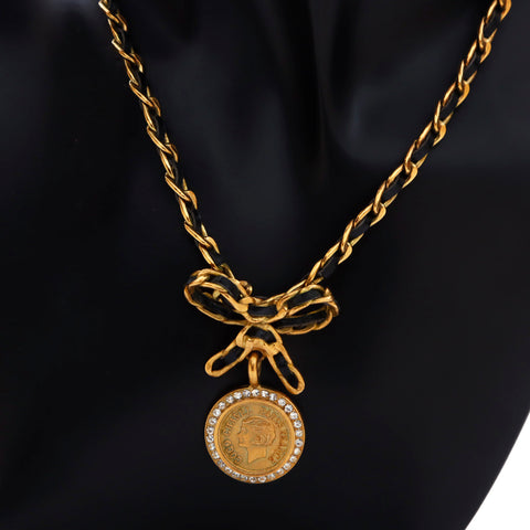 Chanel Chanel Medaillon Strass Halskette Gold WS3778