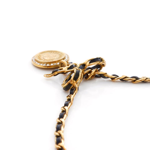 Chanel Chanel Medaillon Strass Halskette Gold WS3778