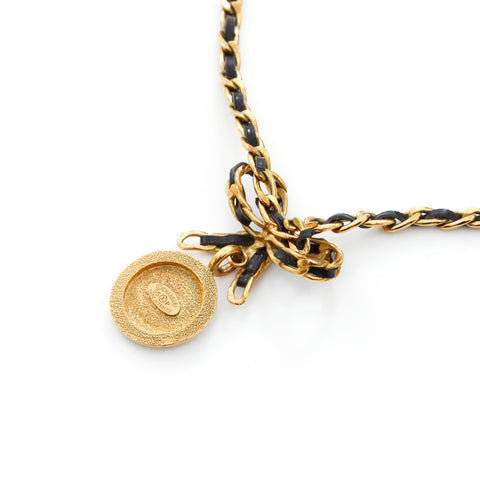 Chanel Chanel Medaillon Strass Halskette Gold WS3778