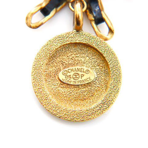 Chanel Chanel Medaillon Strass Halskette Gold WS3778
