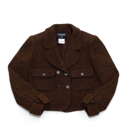 Chanel chanel tweed coco bouton veste laine marron ws3816