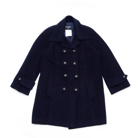 Chanel Coco Button Coat Cashmere Black WS3818