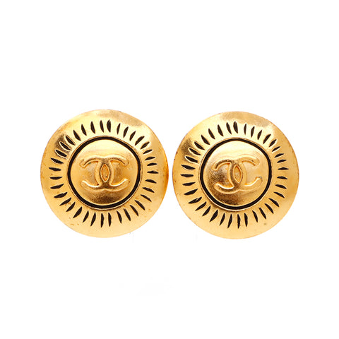 CHANEL COCO Mark Round 1996 Earring gold WS3861