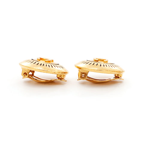 CHANEL COCO Mark Round 1996 Earring gold WS3861