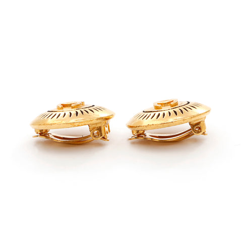 Chanel Coco Mark Round 1996 Gold Ohrringe WS3861
