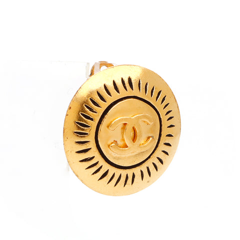 Chanel Coco Mark Round 1996 Gold Ohrringe WS3861