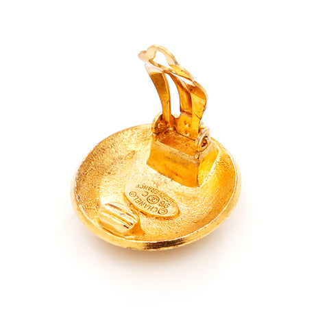 Chanel Coco Mark Round 1996 Gold Ohrringe WS3861