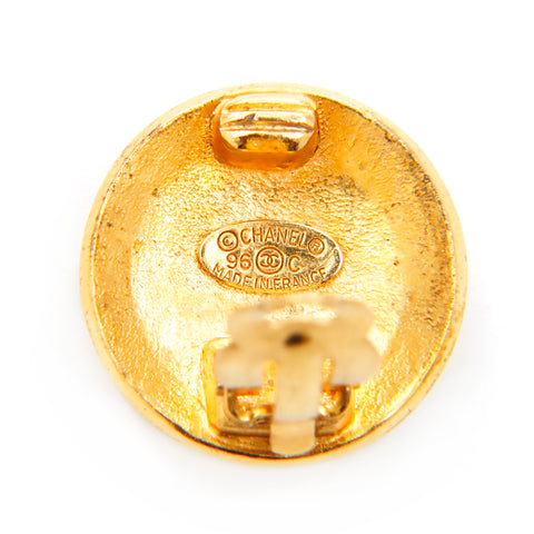 Chanel Coco Mark Round 1996 Gold Ohrringe WS3861
