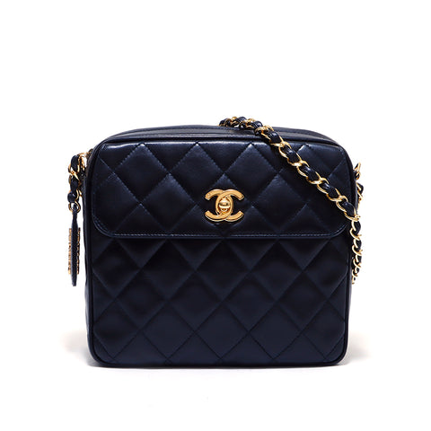 Chanel Coco Mark Matelasse 1995 ~ 1996 Umhängetaschen Lambskin Schwarz WS3924