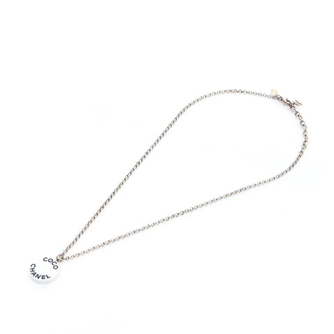 Chanel Chanel Logo Collier Silver x White WS3964