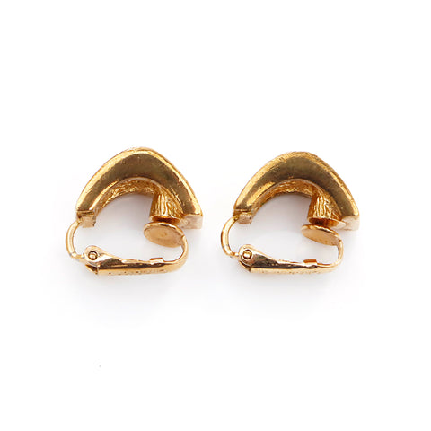 Christian Dior Rhinestone Earrings Gold WS3977