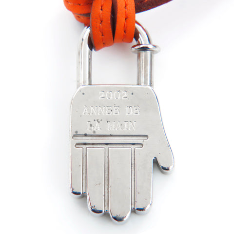 エルメス HERMES Annee De La Main Cadenas  ネックレス シルバー　オレンジ WS3984