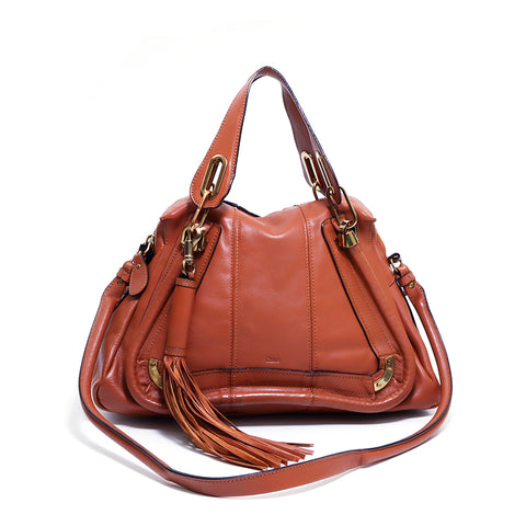 クロエ Chloe Paraty パラティー 2way ハンドバッグ ゴールド金具 大容量 レザー ショルダーバッグ VINTAGE 中古 定番 通勤 通学 ママバッグ ブラウン WS4012