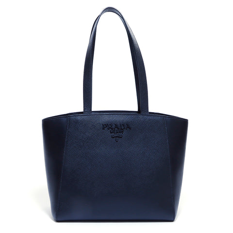 PRADA Logo Leather Tote Handbag VINTAGE Used Classic Black WS4031