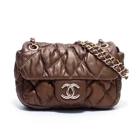 Chanel Coco Mark Matelasse Chain Handbag VINTAGE Used Classic Brown WS4034