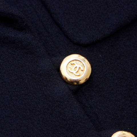 Chanel Coco Button Jacke Wolle Schwarz WS4039