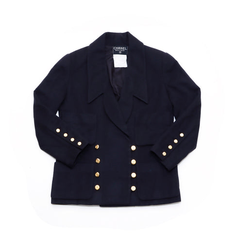 CHANEL COCO Button Jacket wool black WS4039