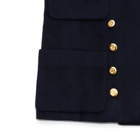 Chanel Coco Button Jacke Wolle Schwarz WS4039