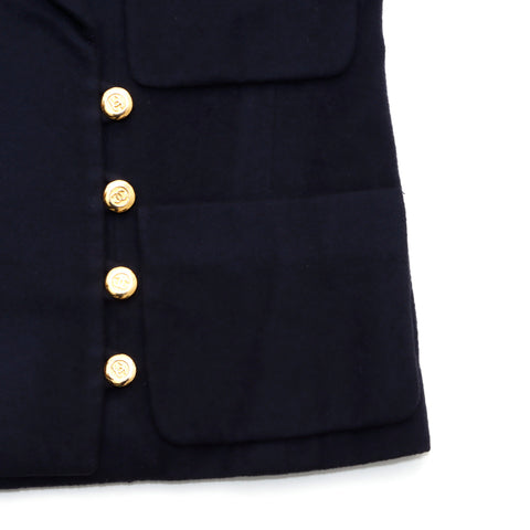 Chanel Coco Button Jacke Wolle Schwarz WS4039
