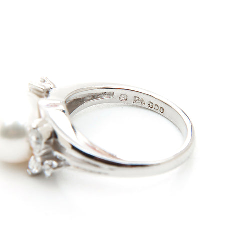 MIKIMOTO PEARL Ring Platinum Silverx white WS4052