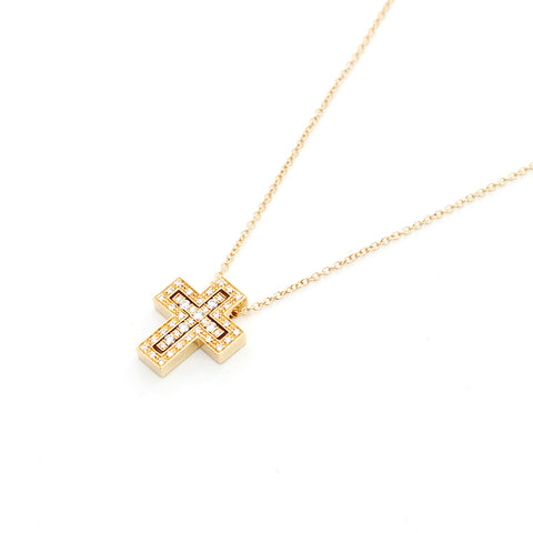 Damiani Diamond Cross Necklace Yellow Gold Gold WS4054