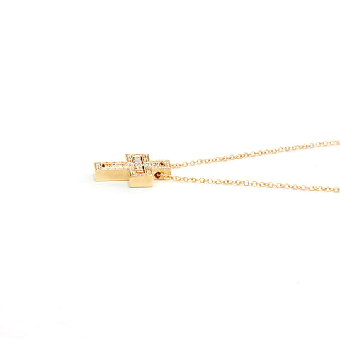 Damiani Diamond Cross Necklace Yellow Gold Gold WS4054