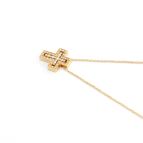 Damiani Diamond Cross Necklace Yellow Gold Gold WS4054