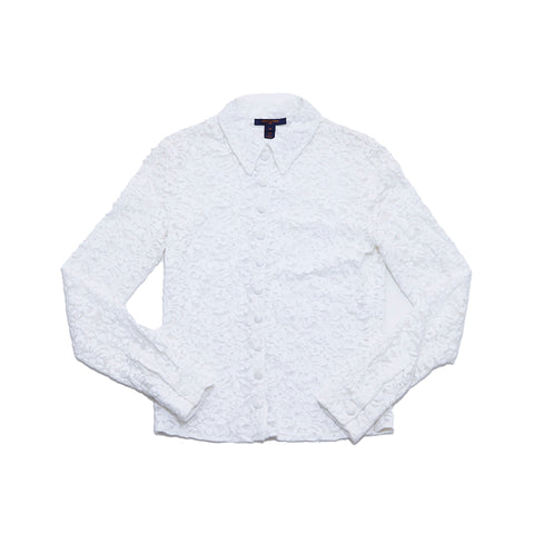 Louis Vuitton LOUIS VUITTON Full Lace Long Sleeve Shirt White WS4076